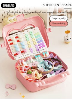 DUNISO Hair Accessories Organizer with Handle, Large Capacity Multipurpose Organizer, Kids Jewelry Storage Box, Plastic Hair Ties Holder, Hair Clips Container with Visualization Window, Headbands Organizer  - Image 2