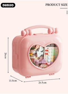 DUNISO Hair Accessories Organizer with Handle, Large Capacity Multipurpose Organizer, Kids Jewelry Storage Box, Plastic Hair Ties Holder, Hair Clips Container with Visualization Window, Headbands Organizer  - Image 4