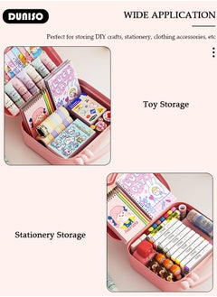 DUNISO Hair Accessories Organizer with Handle, Large Capacity Multipurpose Organizer, Kids Jewelry Storage Box, Plastic Hair Ties Holder, Hair Clips Container with Visualization Window, Headbands Organizer  - Image 3