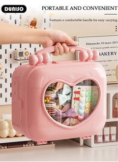 DUNISO Hair Accessories Organizer with Handle, Large Capacity Multipurpose Organizer, Kids Jewelry Storage Box, Plastic Hair Ties Holder, Hair Clips Container with Visualization Window, Headbands Organizer  - Image 5