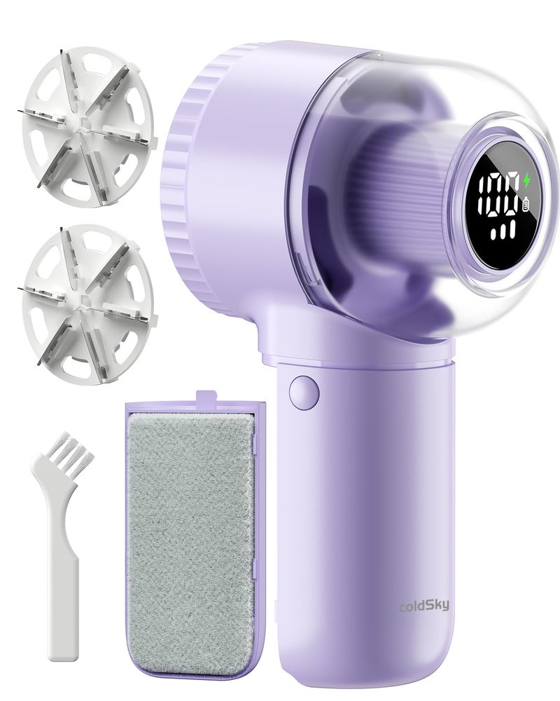coldSky Fabric Shaver    Lint Remover with Brush 1200mAh Sweater Shaver with Digital Display3 Speeds Lint Shaver 6Leaf Blades Lint Remover for Clothes Sofa BeddingPurple