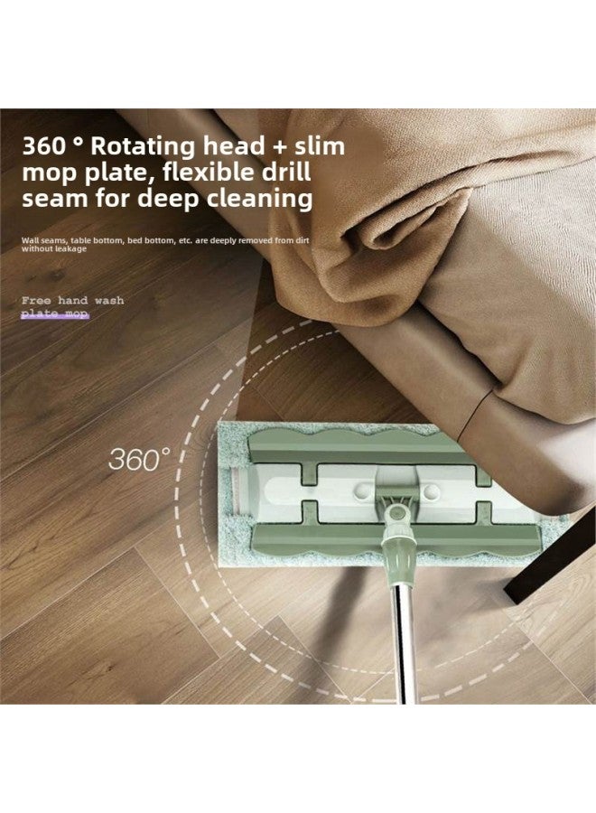 Pink Lazy Clip Rag Flat Mop Household One-mop Water Absorbent Rotary Floor Mopping Bathroom Hand-free-Color:Rose Red Thickened Rod Thickened Cloth, Four Pieces Of Cloth In Total-Applicable Size:Standard - Image 5