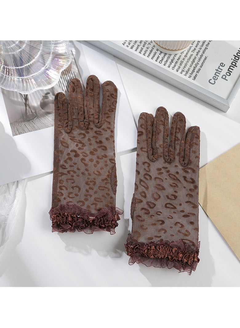 Women's Lace Elegant Short Gloves Courtesy Summer Mittens for Wedding and Tea Party Prom Evening (Coffee) - Image 2