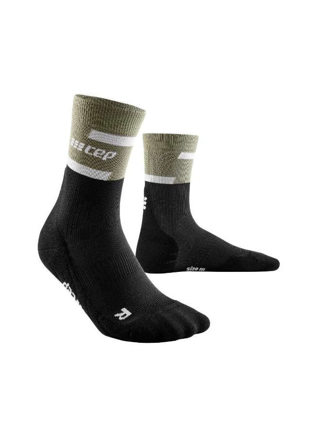 CEP CEP - The Run Compression Socks Mid Cut V4 Olive/Black Men