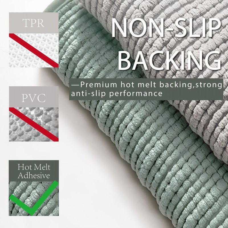 Light Grey Chenier Bathroom Mat Non Slip Quick Dry Water Absorbent Pet Safe - Image 4