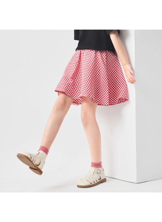 Jeanswest Spring Summer New Girls' Skirt Cute Plaid A-line Skirt Fashionable Trendy Big Kids Student Dress - Image 3