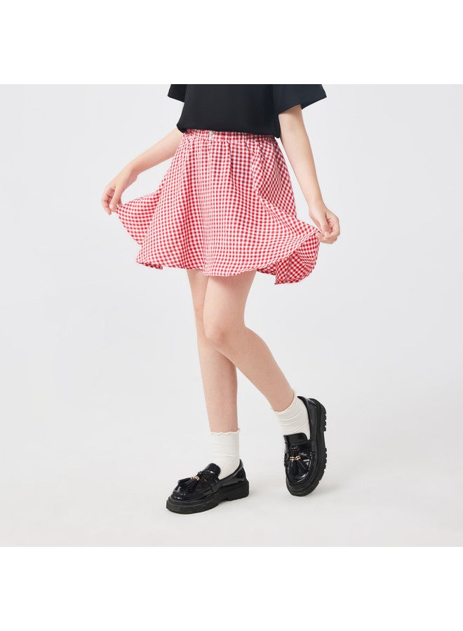 Jeanswest Spring Summer New Girls' Skirt Cute Plaid A-line Skirt Fashionable Trendy Big Kids Student Dress - Image 2
