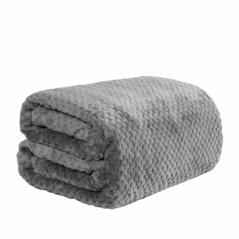 Dreamscene Sofa Throw Blanket Soft Cosy Warm Honeycomb Waffle Fluffy Fleece Blankets for Bed King Size Bed Throws Faux Fur Charcoal Grey Throw for Sofa 200 x 240cm