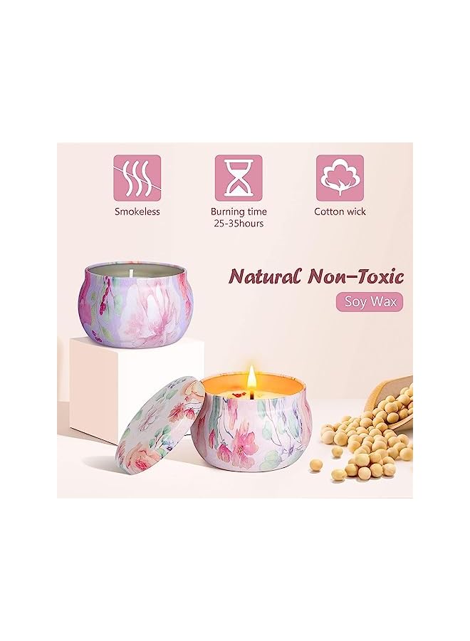 The Bros 4 Pcs Aromatherapy Candle, Scented Candles Gift Set, Soy Wax Aromathrapy Candles for Stress Relief, for Home Scented, Birthday, Christmas, Thanksgiving, Mother's Day, Flower Style - Image 3
