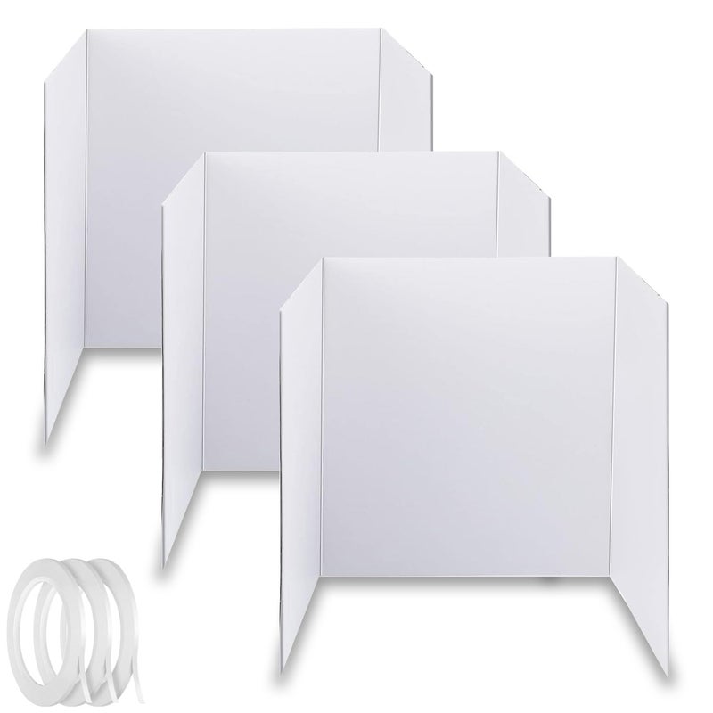 LonlyEagle 3 Pack Medium Trifold Poster Board, 24 x 16inches Poster Board with Double Sided Tapes and Cardboard, Corrugated Presentation,Science Fair Display Boards for School Project, Science Fair, Business - Image 1