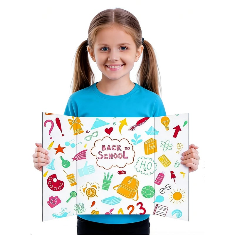 LonlyEagle 3 Pack Medium Trifold Poster Board, 24 x 16inches Poster Board with Double Sided Tapes and Cardboard, Corrugated Presentation,Science Fair Display Boards for School Project, Science Fair, Business - Image 4
