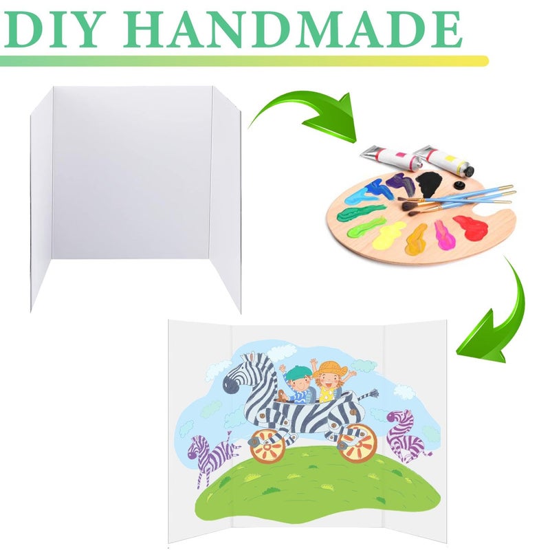 LonlyEagle 3 Pack Medium Trifold Poster Board, 24 x 16inches Poster Board with Double Sided Tapes and Cardboard, Corrugated Presentation,Science Fair Display Boards for School Project, Science Fair, Business - Image 5