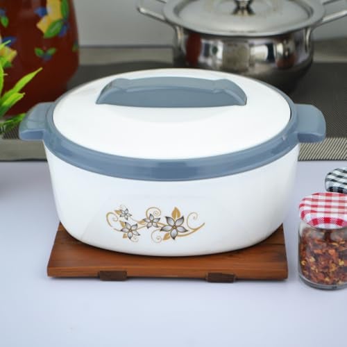 Ramila 1500ml Ramila Brand Insulated Inner Steel Casserole for Roti, White | Hot Pot for Home | Hot Box for Kitchen |Chapati Box | Locks in The Cold & Heat for Long | Serving Bowl with Lid - - Image 4