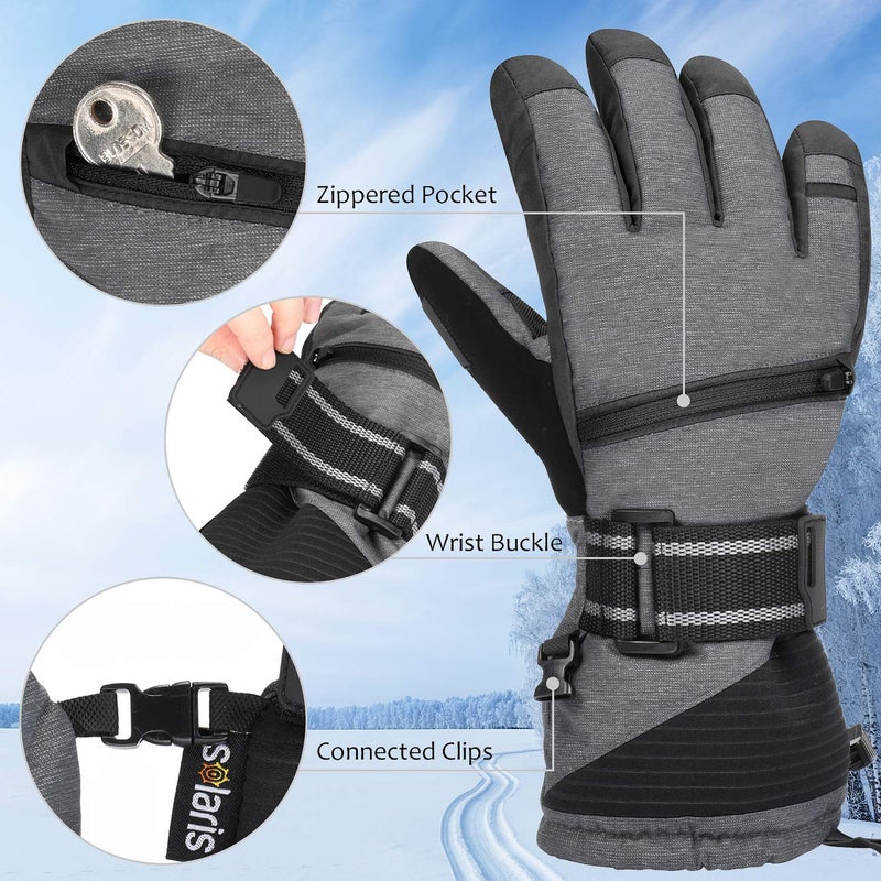 Solaris Waterproof Warm Ski Gloves, 3M Winter Cozy Thinsulated Snow Gloves for Skiing, Snowboarding, Shoveling, Cycling, Outdoor Sports, Great for Ski Lover - Image 4