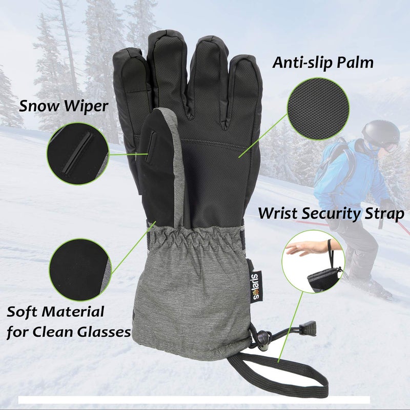 Solaris Waterproof Warm Ski Gloves, 3M Winter Cozy Thinsulated Snow Gloves for Skiing, Snowboarding, Shoveling, Cycling, Outdoor Sports, Great for Ski Lover - Image 5