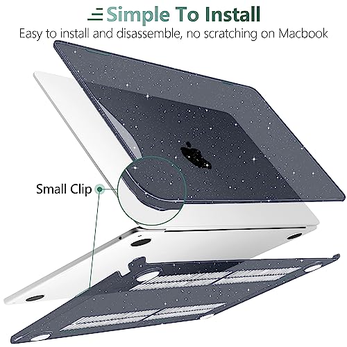 TWOLSKOO for M4 MacBook Air 13.6 inch Case 2025-2022 Release M4 A3240 M3 A3113 M2 A2681, Plastic Hard Shell & Trackpad Film & Keyboard Cover & Screen Film for MacBook Air 13.6", Star Black - Image 3
