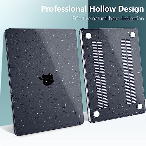 TWOLSKOO for M4 MacBook Air 13.6 inch Case 2025-2022 Release M4 A3240 M3 A3113 M2 A2681, Plastic Hard Shell & Trackpad Film & Keyboard Cover & Screen Film for MacBook Air 13.6", Star Black - Image 5