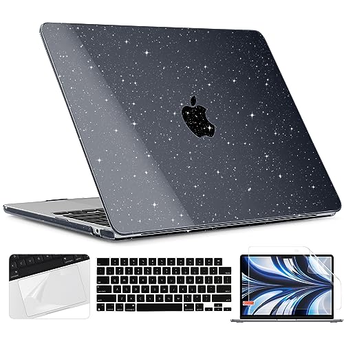 TWOLSKOO for M4 MacBook Air 13.6 inch Case 2025-2022 Release M4 A3240 M3 A3113 M2 A2681, Plastic Hard Shell & Trackpad Film & Keyboard Cover & Screen Film for MacBook Air 13.6", Star Black - Image 1