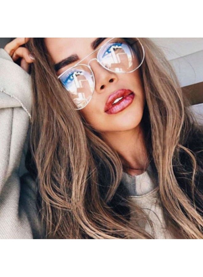WebDeals Clear Lens Aviator Eyeglasses Classic Retro Metal Frame (Silver Large, Clear) - Image 5