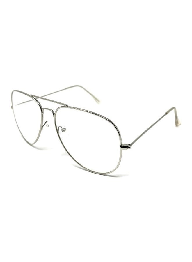WebDeals Clear Lens Aviator Eyeglasses Classic Retro Metal Frame (Silver Large, Clear) - Image 1