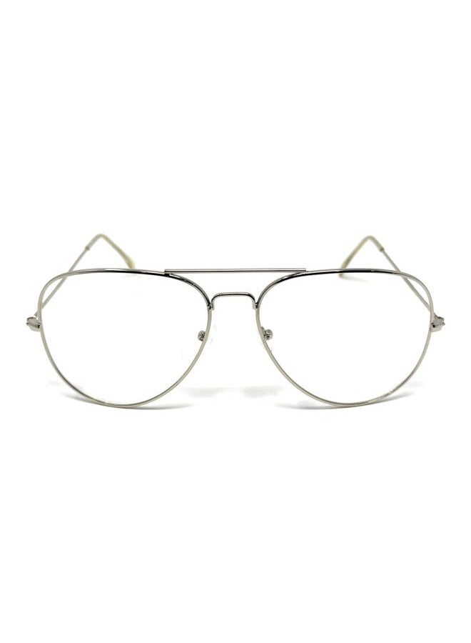 WebDeals Clear Lens Aviator Eyeglasses Classic Retro Metal Frame (Silver Large, Clear) - Image 2