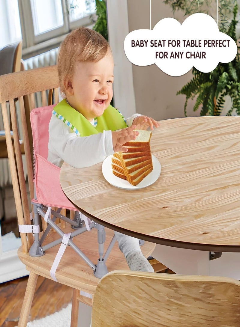 Multifunctional Folding Portable Baby Dining Chair Baby Dining Chair with Removable Tray Storage Bag for Boys and Girls 6-36 Months for Outdoor Camping in The Park (Pink)  - Image 4