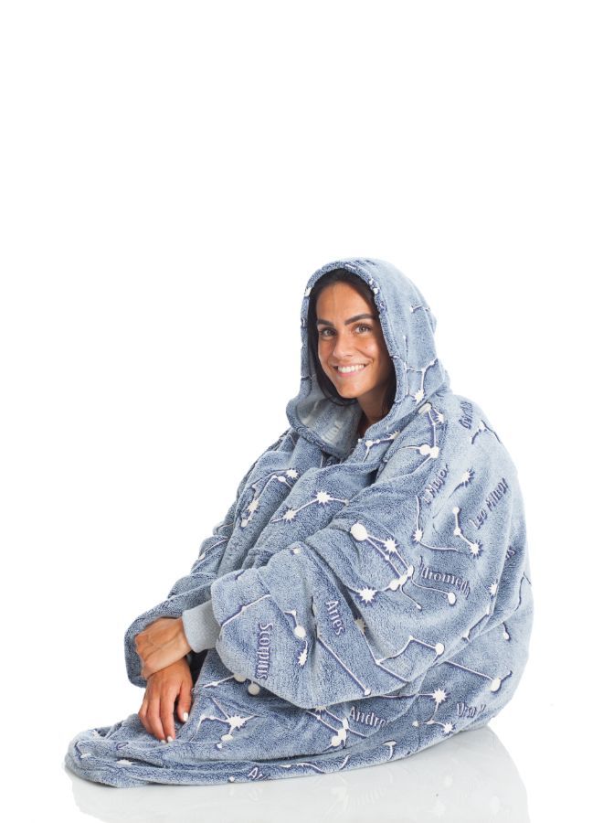 Kanguru Polyester Hoodie Wearable Blanket - Constellations - Glow in the Dark 95×95 cm - Image 4