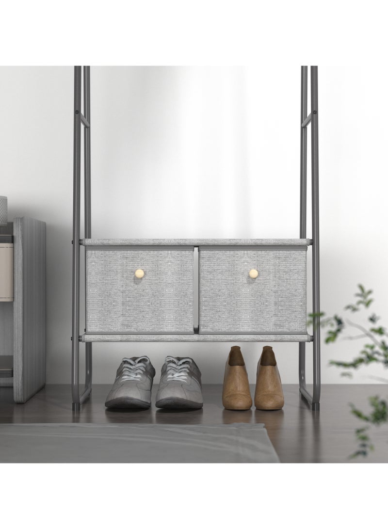 fashionhome Premium Modern Metal Clothes Rack with Fabric Storage Boxes, Freestanding Clothing Rack，Garment Rack, Standing Metal Sturdy Clothing Rack 170x40x64 cm  - Image 3