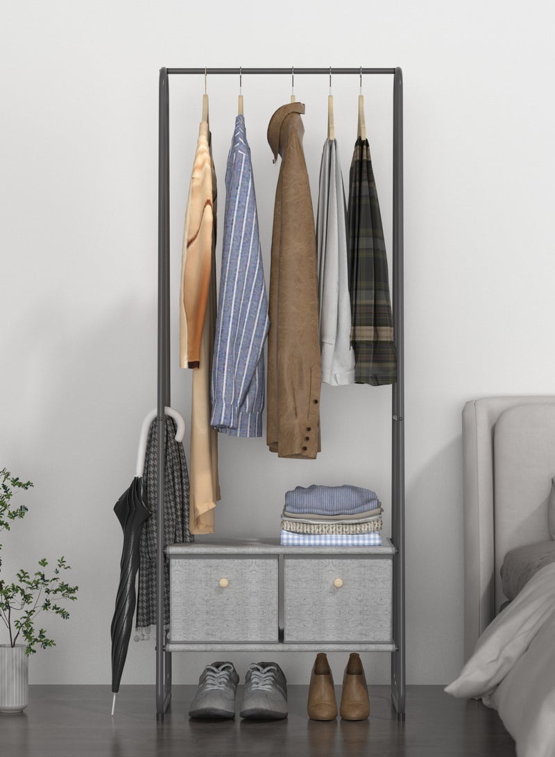 fashionhome Premium Modern Metal Clothes Rack with Fabric Storage Boxes, Freestanding Clothing Rack，Garment Rack, Standing Metal Sturdy Clothing Rack 170x40x64 cm  - Image 2