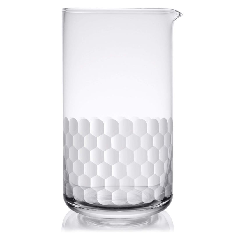 Cocktail Mixing Glass  Honeycomb Hammered Bar Mixer Pitcher for Stirred Drink  Seamless and Handcrafted of Crystal Glass 24ounce