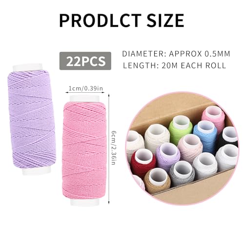 2 MULE TEAM 22PCS Elastic Thread for Sewing Machine 0.6mm, 20m Elastic Sewing Thread for Sewing Machine for Shirring,Serger,Overlock Machines Quilting Knitting,Weave,DIY - Image 5