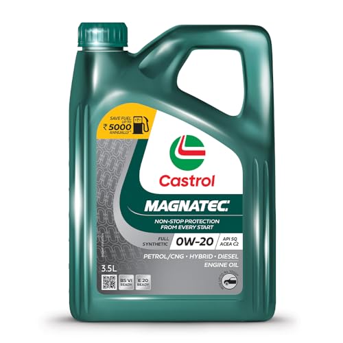 Castrol MAGNATEC 0W-20 - Engine Oil (3.5L Pack) - Full Synthetic, BS6 Ready, API SQ, ACEA C2, Dualock Technology for Petrol/CNG, Hybrid and Diesel Cars - Image 1