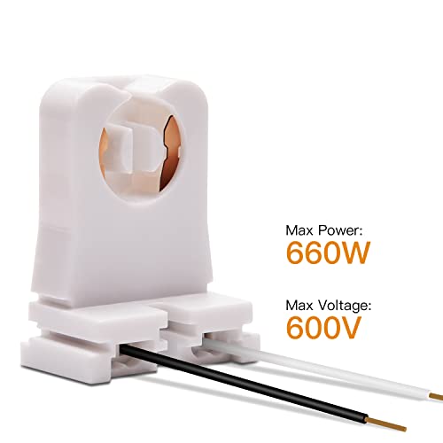 JACKYLED 12-Pack JACKYLED Non-Shunted Turn-Type T8 Lamp Holder UL Socket Tombstone with 10 inches Wires Attached for LED Fluorescent Tube Replacements - Image 2