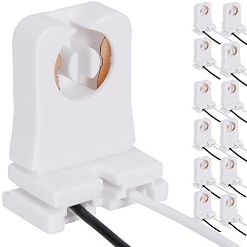 JACKYLED 12-Pack JACKYLED Non-Shunted Turn-Type T8 Lamp Holder UL Socket Tombstone with 10 inches Wires Attached for LED Fluorescent Tube Replacements - Image 1