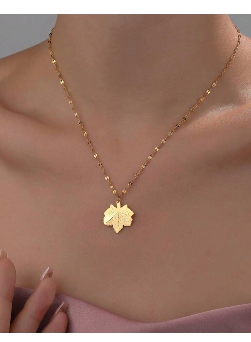 Equal Elegant Stainless Steel Gold Plated Necklace For Women - Image 1