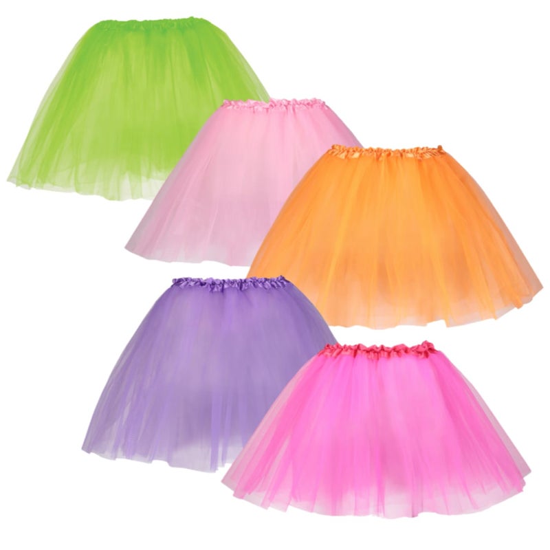 Dress Up America Tutu Multipack for Girls - Five Color Pack of Princess Tutu Skirts for Kids - Three-Layered Tulle Ballet Skirts Multicolored - Image 1