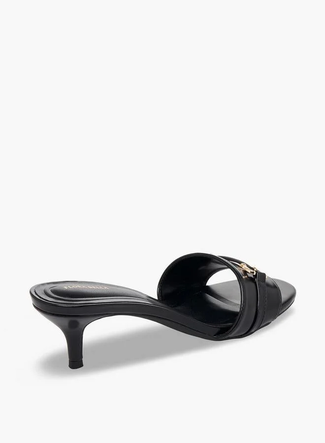 Flora Bella By Shoexpress BLACK Women Flared Heel Slip-On Sandals for Women | Best Price UAE