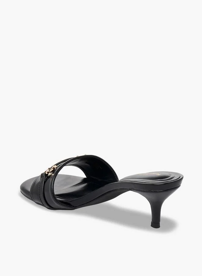 Flora Bella By Shoexpress BLACK Women Flared Heel Slip-On Sandals for Women | Best Price UAE