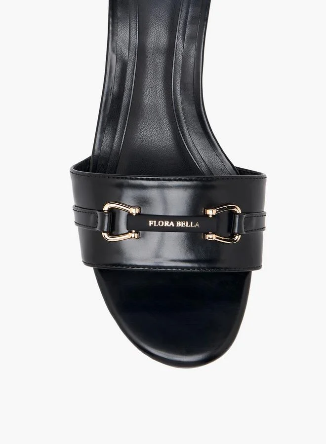 Flora Bella By Shoexpress BLACK Women Flared Heel Slip-On Sandals for Women | Best Price UAE