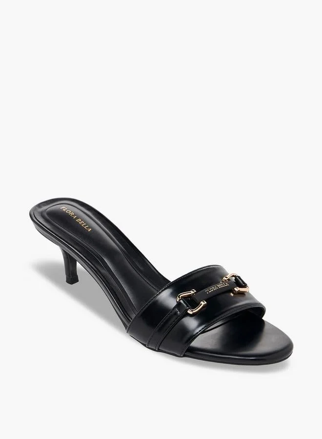 Flora Bella By Shoexpress BLACK Women Flared Heel Slip-On Sandals for Women | Best Price UAE