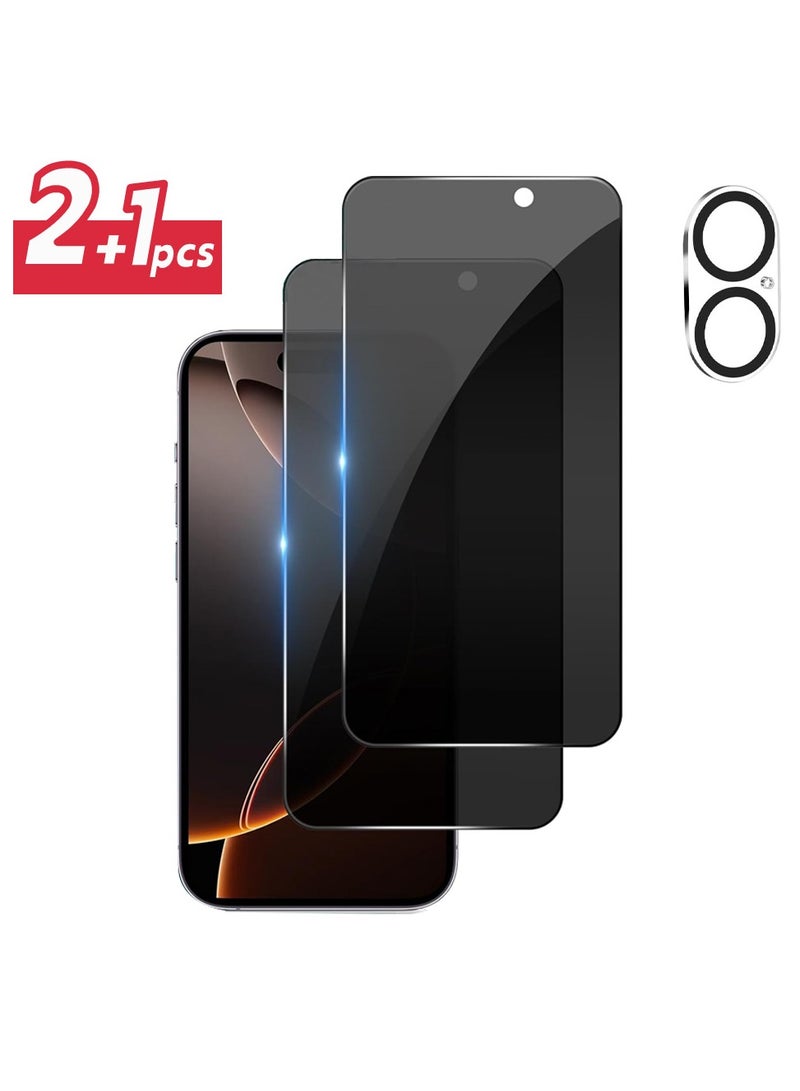 دكينج [3 حزمة] لجهاز iPhone 17 (6.3 بوصة) عبوة من 2 عبوة من فيلم واقي مقسى بملء الشاشة مضاد للزقزقة ومضاد لبصمات الأصابع ، عبوة واحدة مع فيلم واقي من عدسة الكاميرا ، مقاوم للكسر والصدمات ، صلابة HD 9H لا مقاومة للخدش الفقاعات. - Image 1