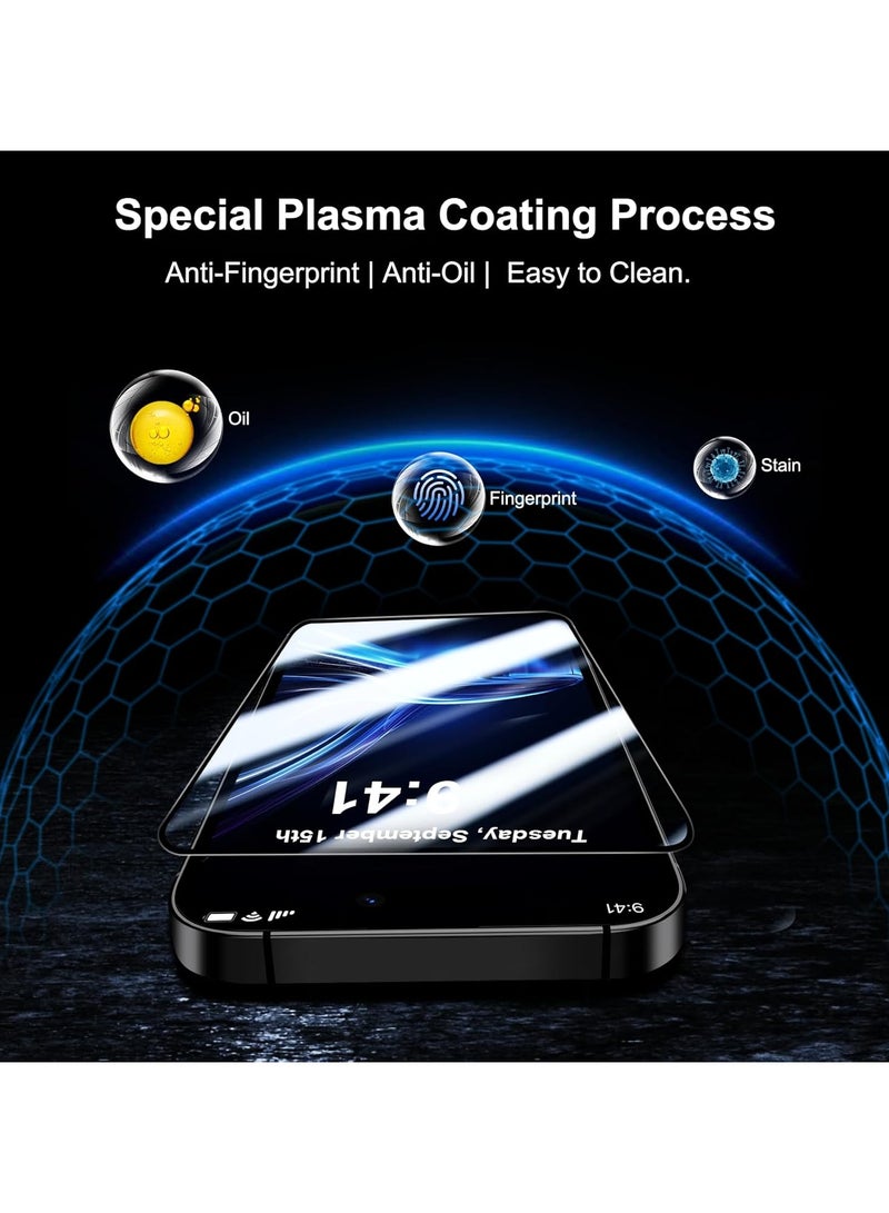 دكينج [3 حزمة] لجهاز iPhone 17 (6.3 بوصة) عبوة من 2 عبوة من فيلم واقي مقسى بملء الشاشة مضاد للزقزقة ومضاد لبصمات الأصابع ، عبوة واحدة مع فيلم واقي من عدسة الكاميرا ، مقاوم للكسر والصدمات ، صلابة HD 9H لا مقاومة للخدش الفقاعات. - Image 4