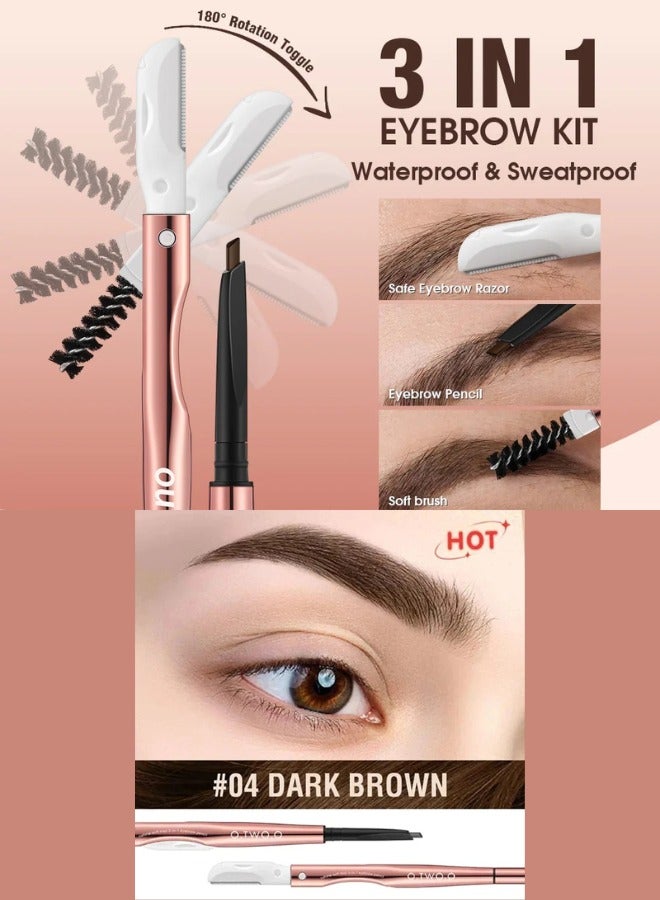 O.TWO.O O TWO O 3 IN 1 Eyebrow Pen with Eyebrow Scraper Brush Eyebrow Pencil 12g Waterproof Long Lasting Natural Look Makeup Tool - Image 1