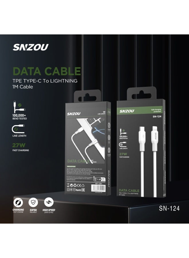 كابل شحن سريع 27 واط من النوع C إلى Lightning بطول 1 متر SN-124 - أبيض - pzsku/Z1BA672B0C351EF3B6F27Z/45/1765884515/c78d86a5-4019-4655-95cf-0d99045a5410