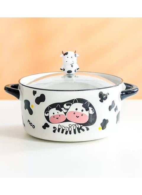 Round porcelain pot with a pyrex lid