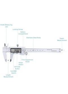 Generic Electronic Digital Vernier Caliper Stainless Steel Caliper 150mm /0-6 inch Measuring Tools with Extra-Large LCD Screen inch /Metric Conversion  - Image 3