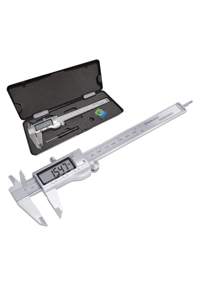 Electronic Digital Vernier Caliper Stainless Steel Caliper 150mm /0-6 inch Measuring Tools with Extra-Large LCD Screen inch /Metric Conversion  - Image 1