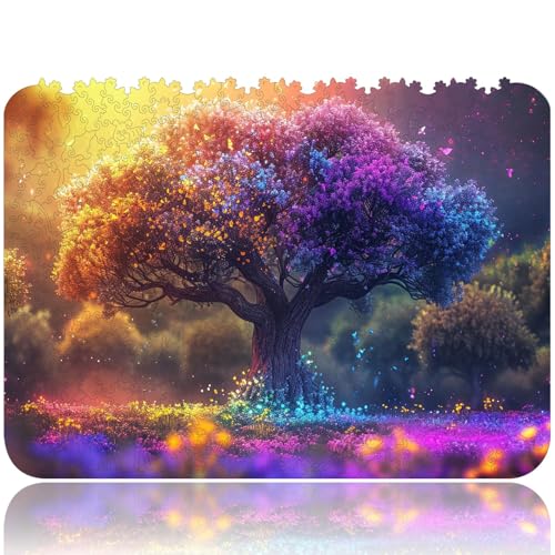 Qiuenisray Mothers Day Wooden Puzzles for Adults Tree of Life Jigsaw Puzzles 200 Piece FSC Certified Beautiful Puzzle Unique Shape Adult Wood Puzzles Creative Gift for Family Game 12x83 in - Image 1