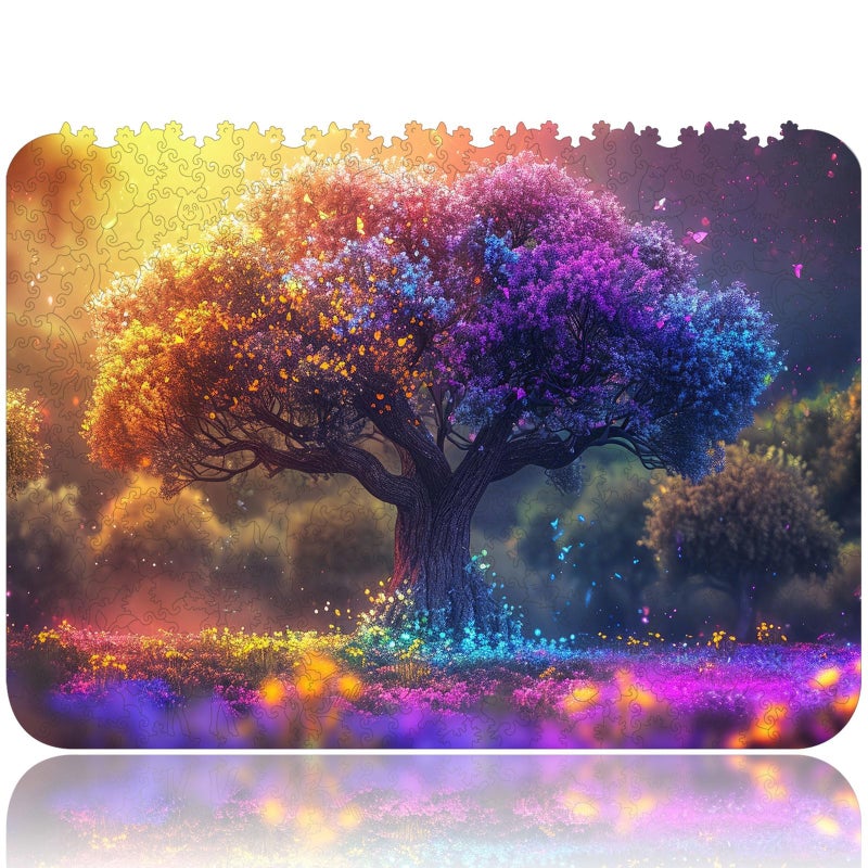 Qiuenisray Mothers Day Wooden Puzzles for Adults Tree of Life Jigsaw Puzzles 200 Piece FSC Certified Beautiful Puzzle Unique Shape Adult Wood Puzzles Creative Gift for Family Game 12x83 in - Image 3