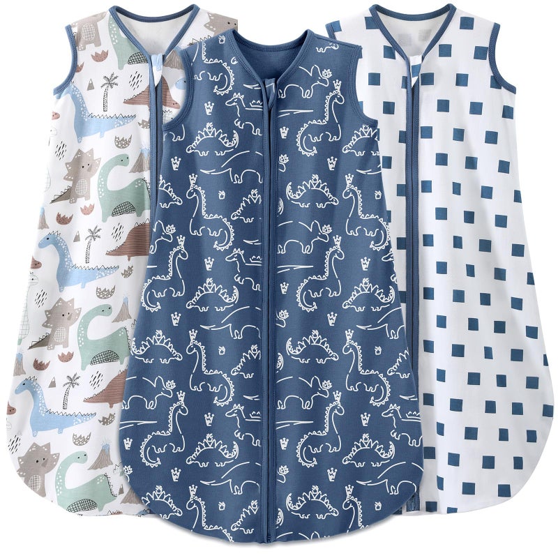 YOOFOSS Yoofoss Baby Sleep Sack 06 Months Wearable Blanket 100 Organic Cotton 2Way Zipper TOG 05 Toddler Sleeping Sack 3 Pack Comfy Soft Lightweight Small
